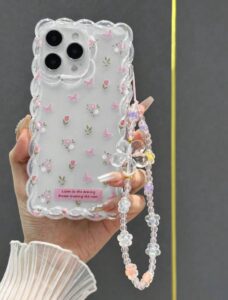 Transparente con colgante y flores rosas